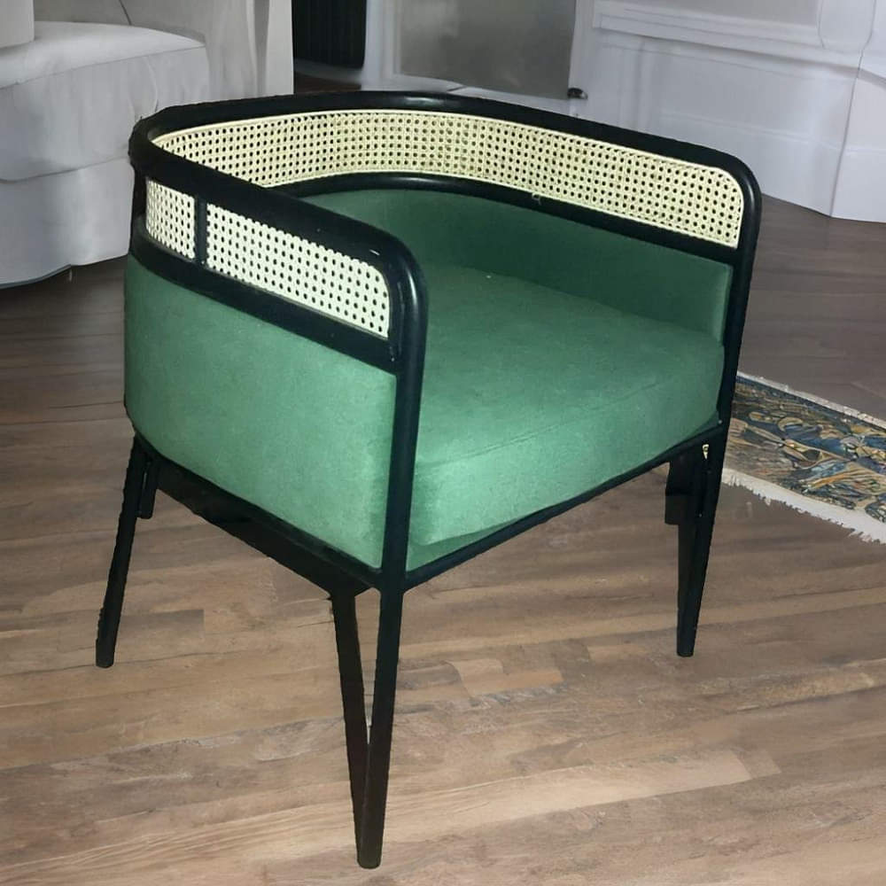 Tauras Single Seater Metal Sofa With Raxine Seat And Canning Design - photo