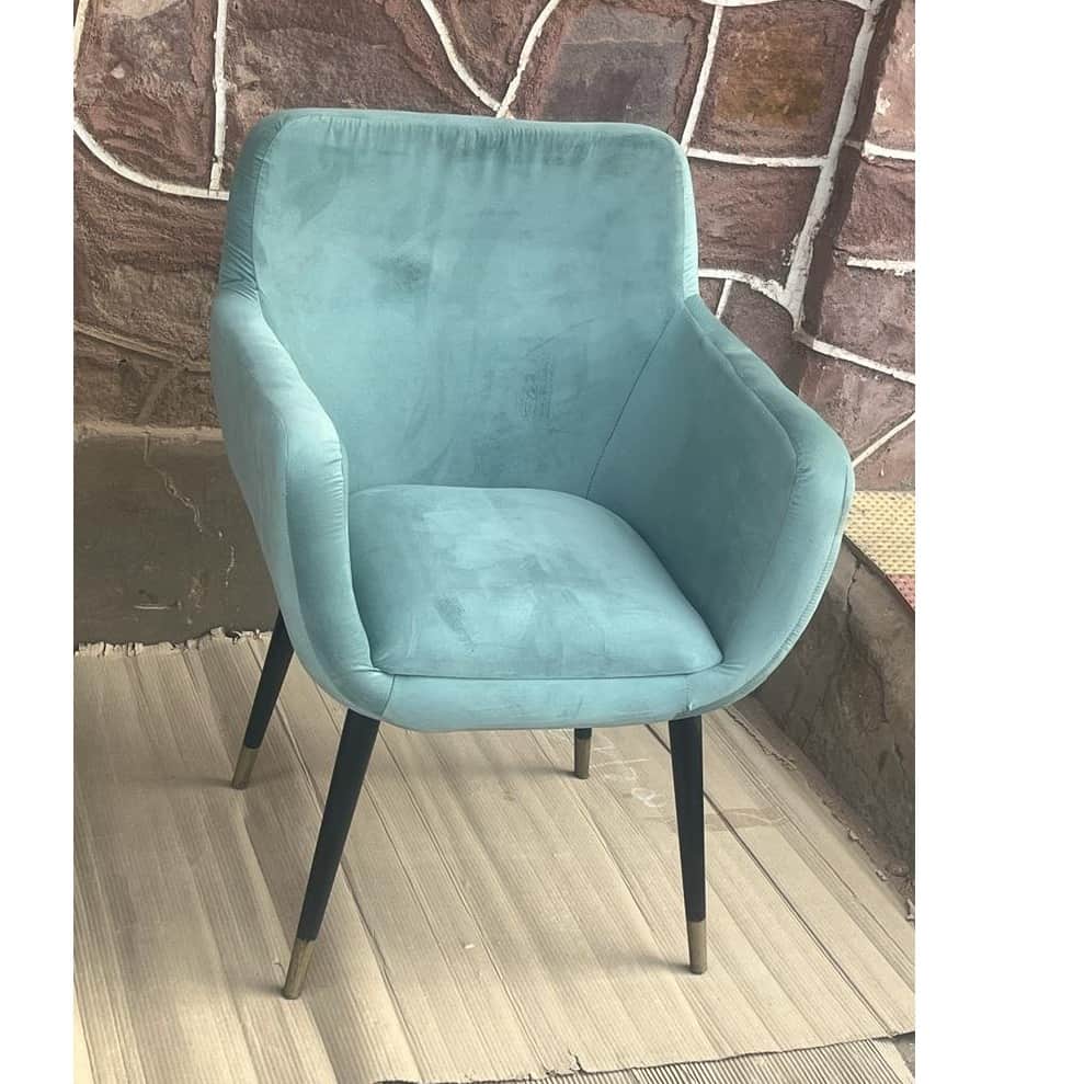 Damask Modern Curved Back Armrest Wingback Chair for Banquet Office & Living Room - rear_view