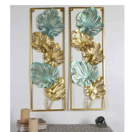 Orleans Rectangular Shape Floral Metal Wall Art, Set of 2