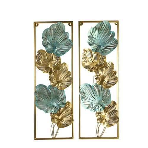 Orleans Rectangular Shape Floral Metal Wall Art, Set of 2