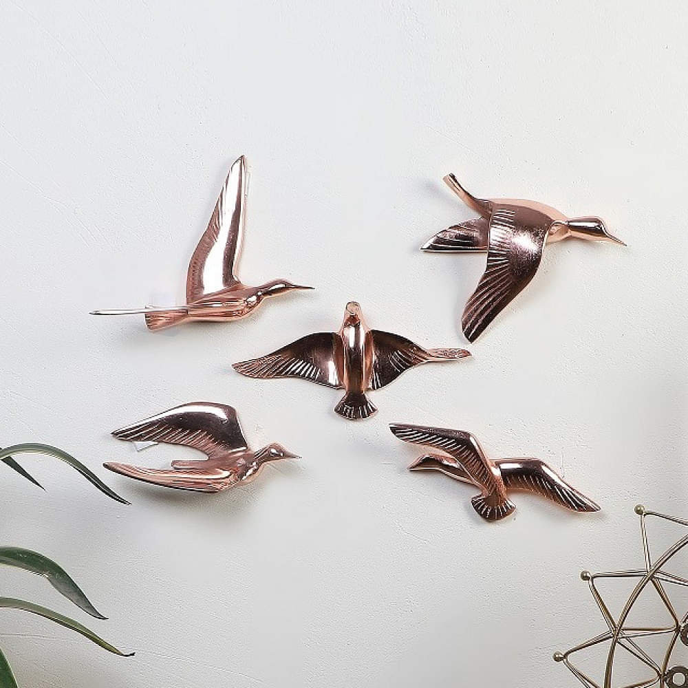 Bristol Copper Aluminium Decorative Birds Set of 5 - photo