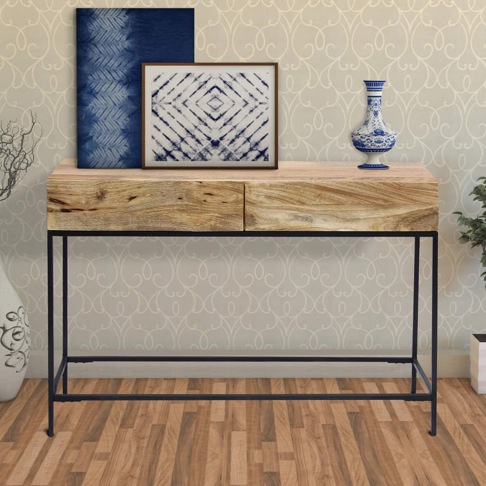 Albany Two Drawer Console Table With Metal Base Structure - photo