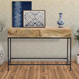 Albany Two Drawer Console Table With Metal Base Structure - photo
