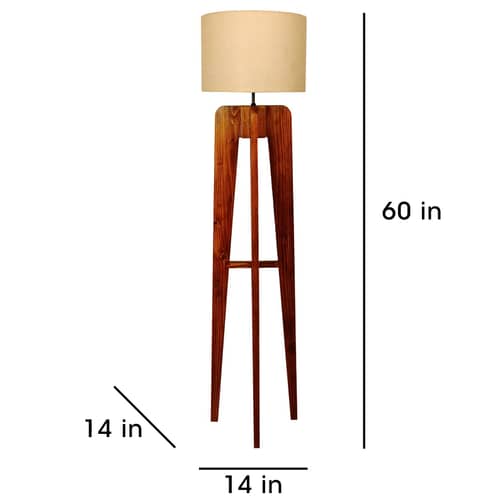 Jet Wooden Floor Lamp with Jute Shade