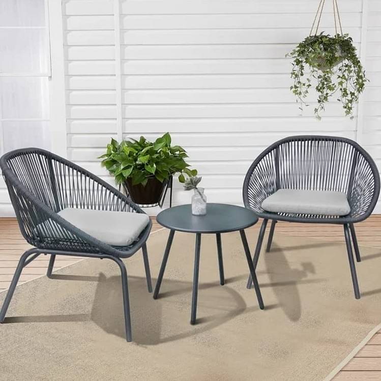 3 Piece Patio Rope Furniture Set