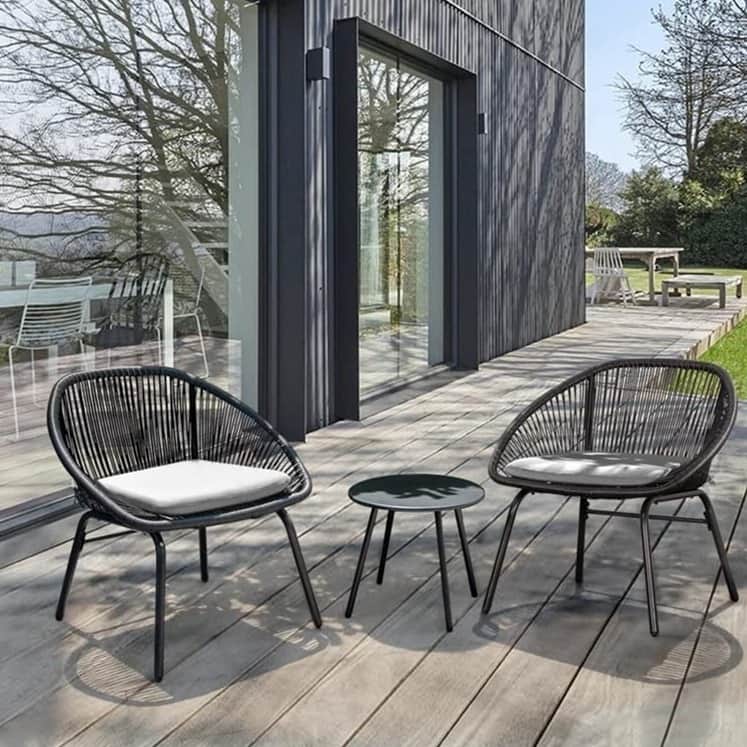 3 Piece Patio Rope Furniture Set - front_view