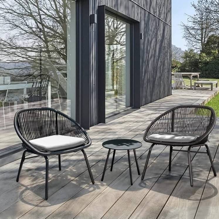 3 Piece Patio Rope Furniture Set