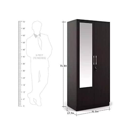 Bristol 2 Door Wardrobe with Mirror - right_view