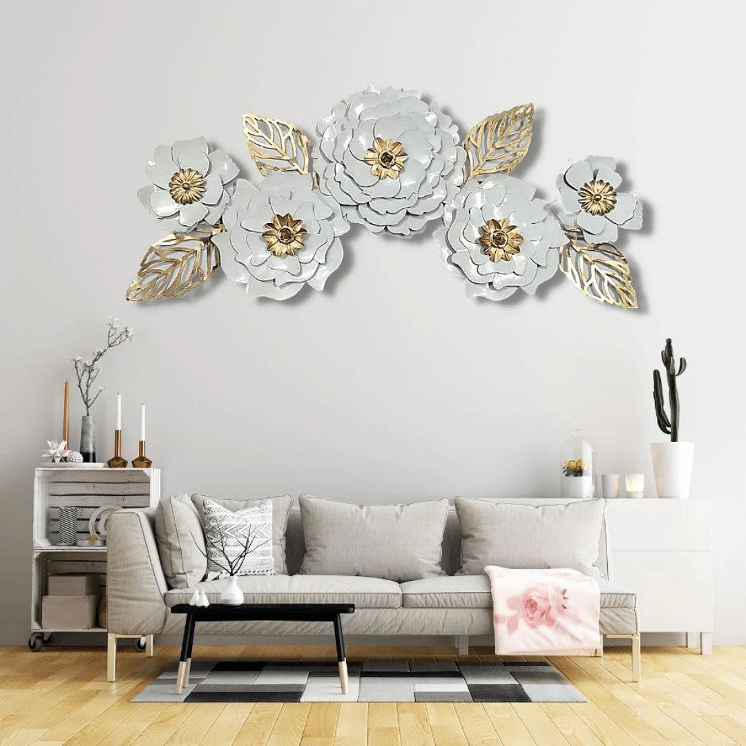 Royal White Jasmine Flower Metal Wall Art