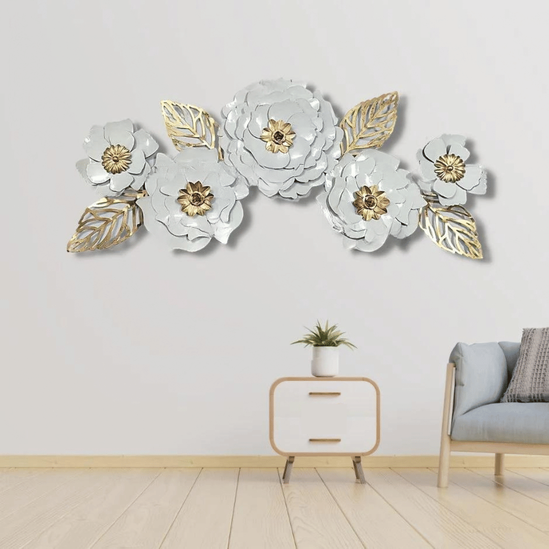 Royal White Jasmine Flower Metal Wall Art