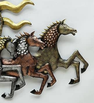 Orleans Metal Wall Décor Item Antique Metal 7 Running Horses with LED Home Décor Metal Wall Art