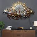 Orleans Metal Wall Décor Item Antique Metal 7 Running Horses with LED Home Décor Metal Wall Art - rear_view