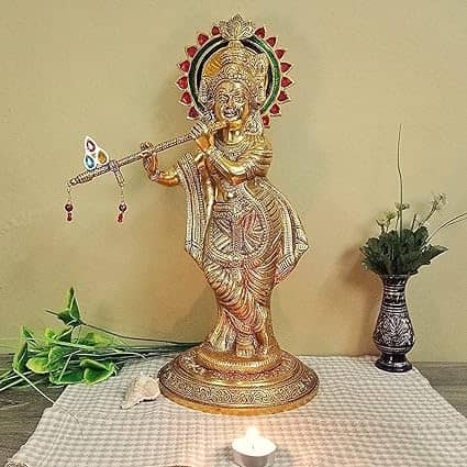 Lord Krishna Playing Flute Standing Idol