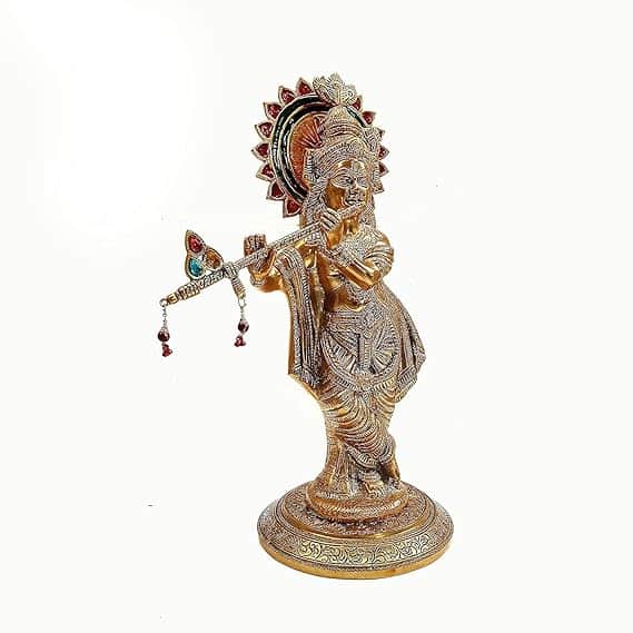 Lord Krishna Playing Flute Standing Idol - top_view