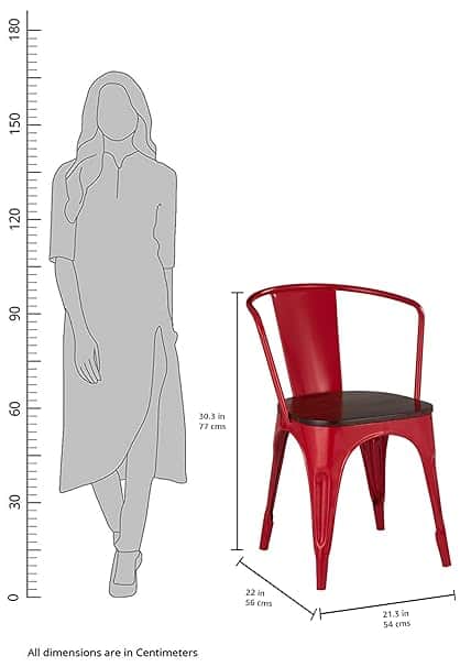 Tauras Metal Café Chair With Wooden Seat - front_view