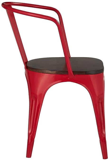 Tauras Metal Café Chair With Wooden Seat - rear_view