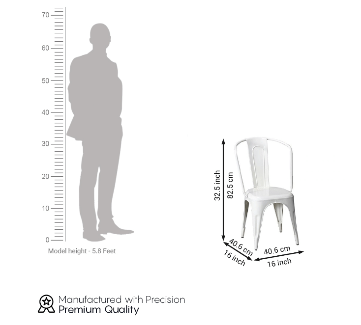 Bristol White Metal Chair - left_view