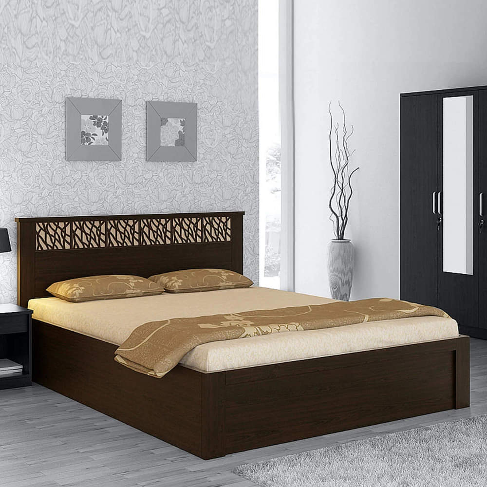 Morgen King Size Bed with Storage in Brazilian Walnut Finish - photo