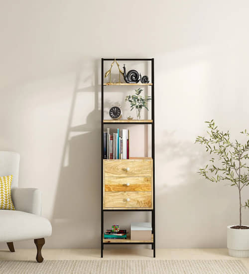 Eric Solid Wood Book Shelve In Natural Finish