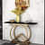 Console Table With Black Marble Gold Finish - front_view