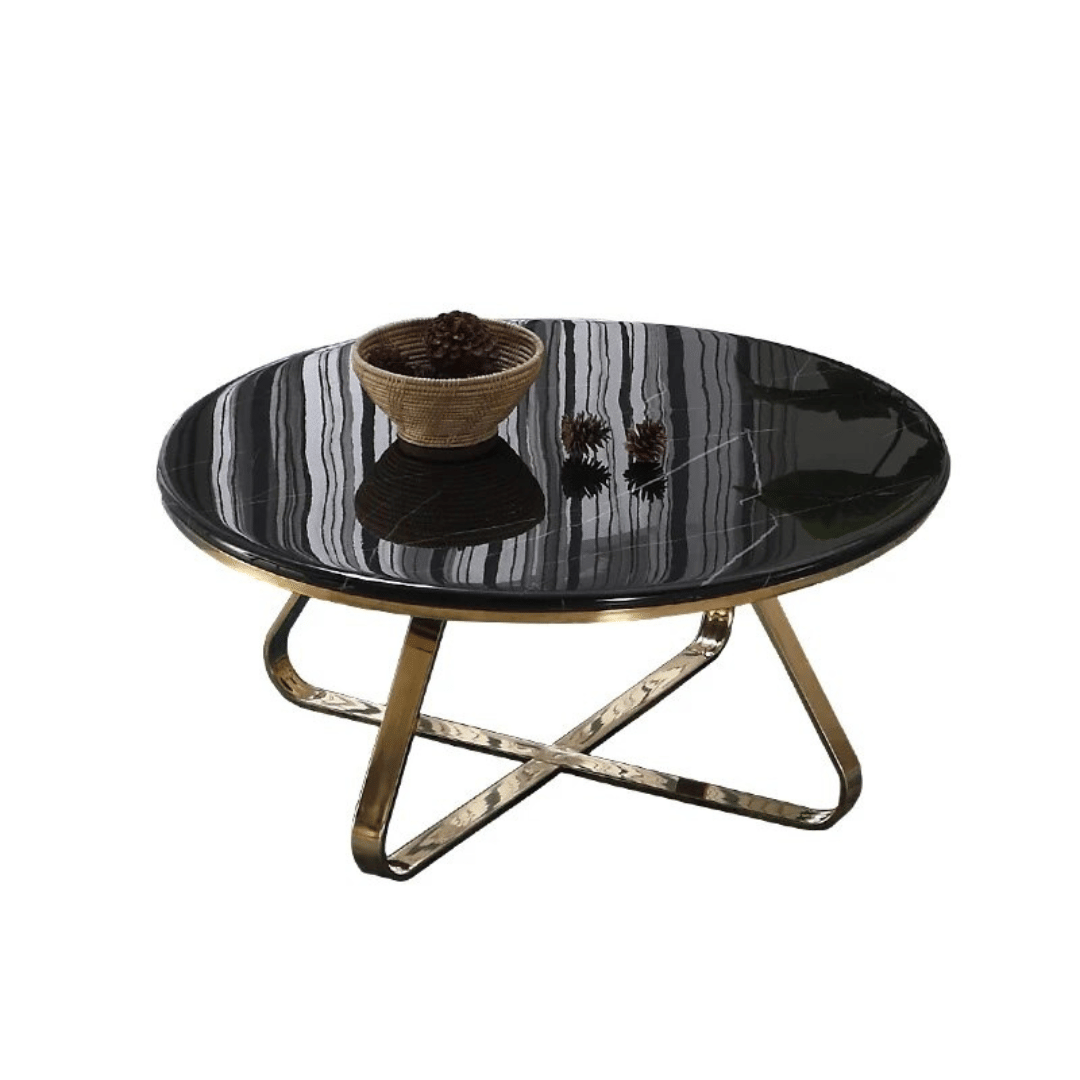 Serene Round Metal Coffee Table - top_view