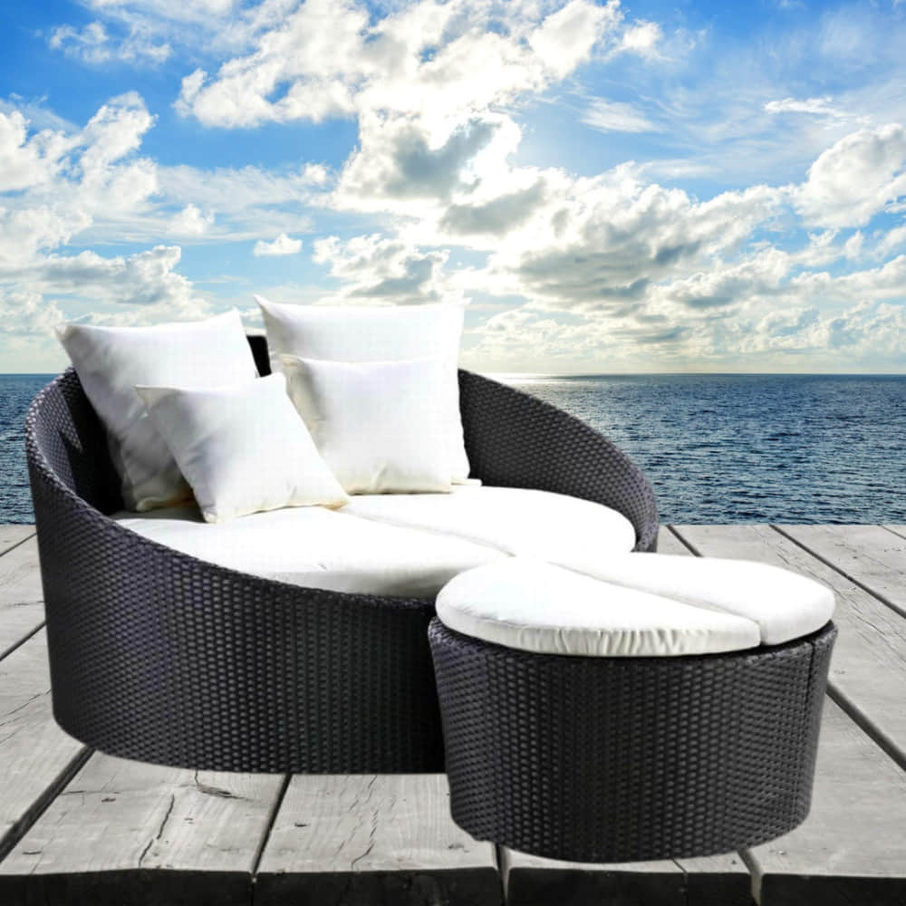 Damask Round Sofa Daybed Set - photo