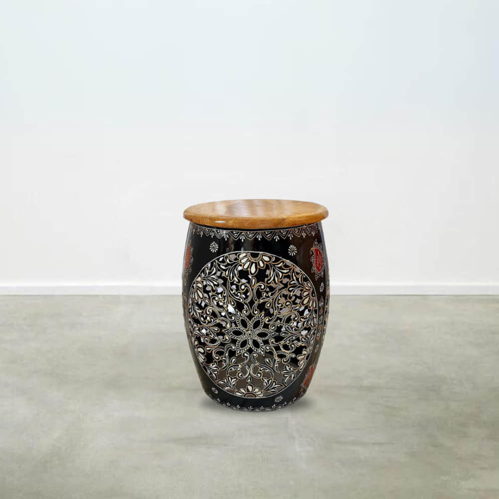 Hand Painted Sitting Iron Stool - photo