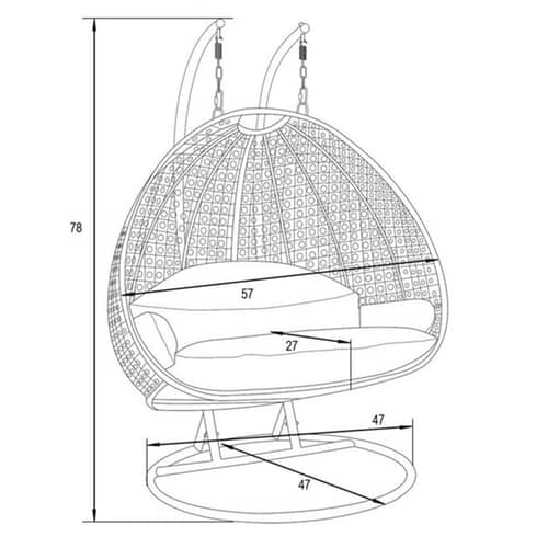 2 Seater Swing Chair for Garden with Cushion and Stand