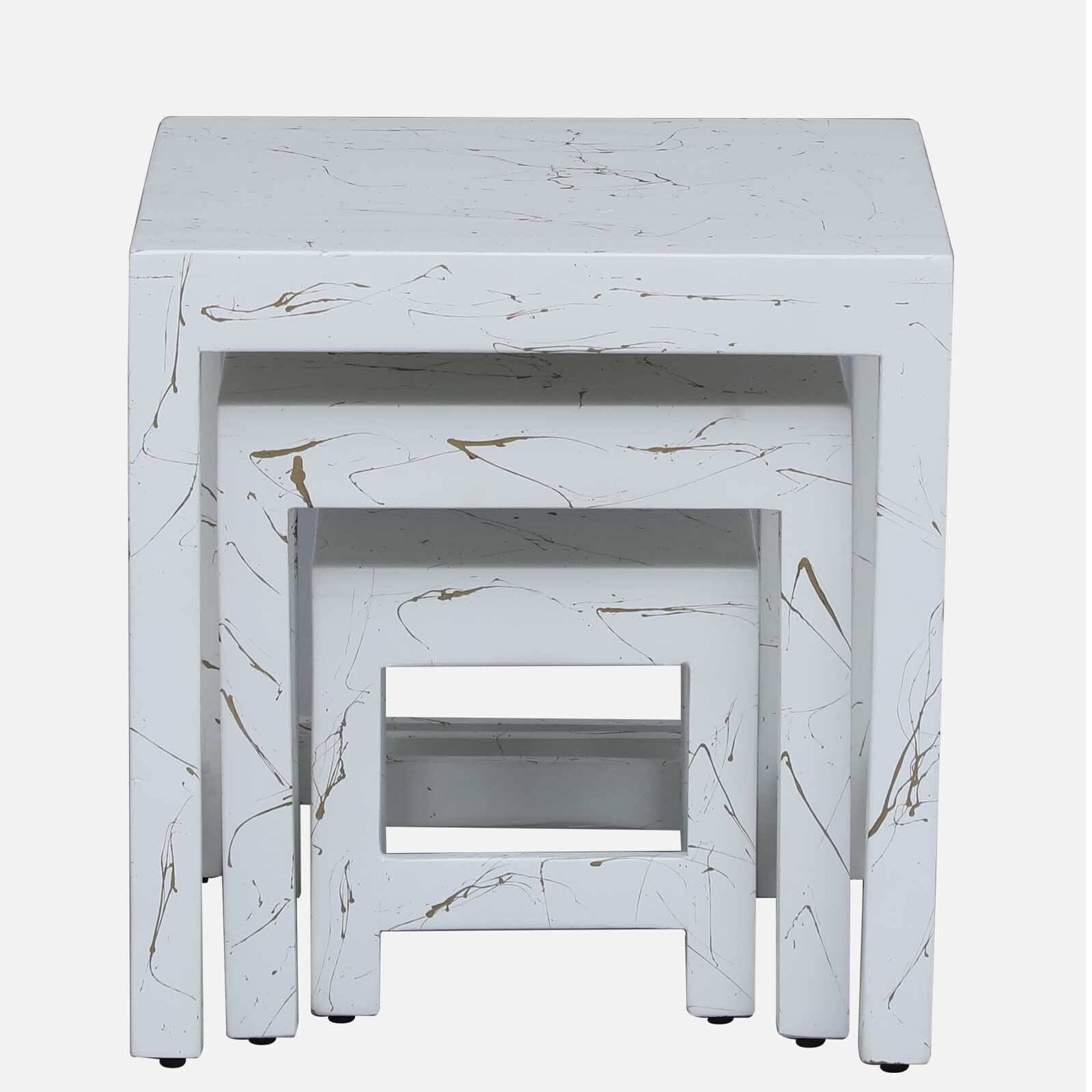 Ness Solid Wood Nest Table In White Colour