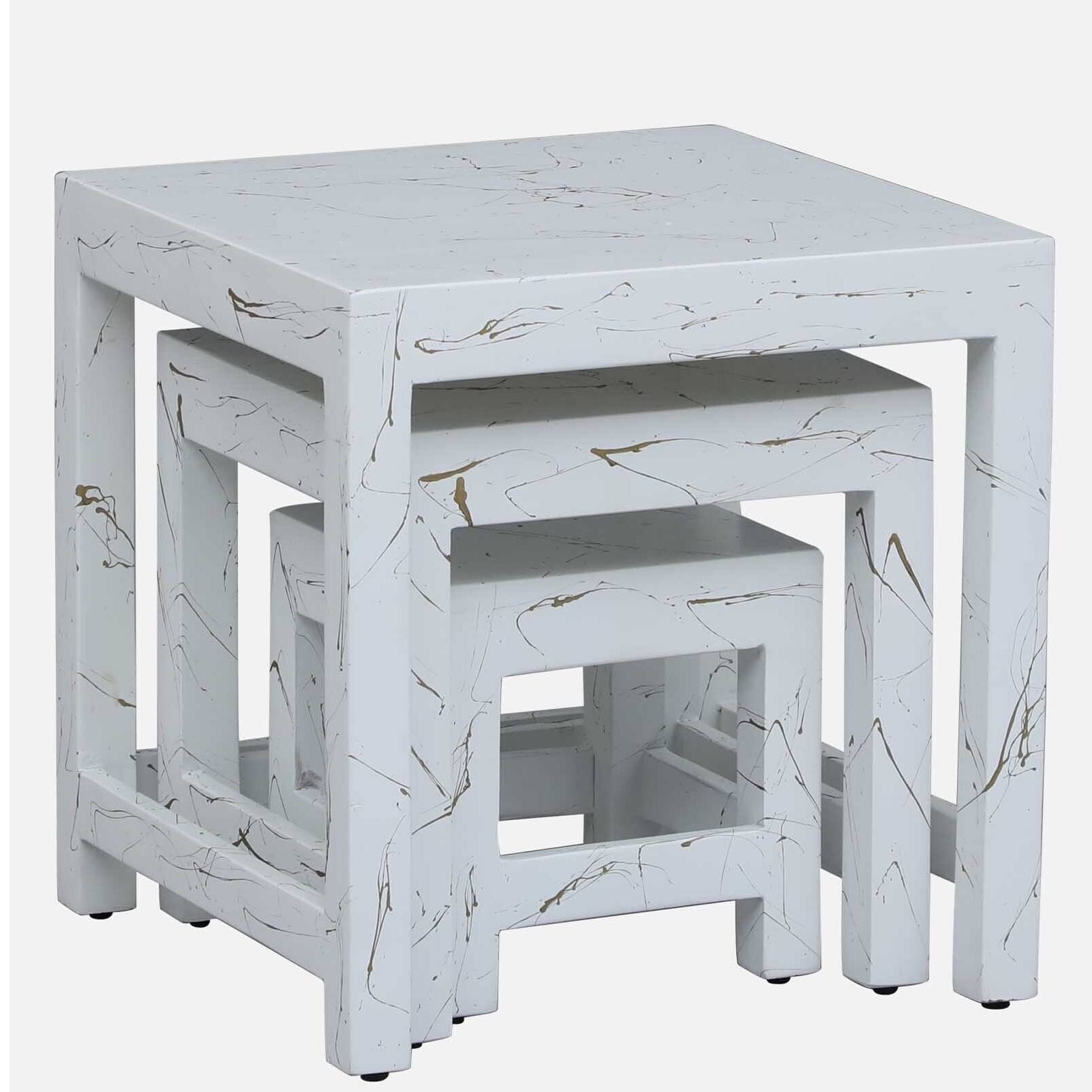 Ness Solid Wood Nest Table In White Colour