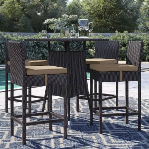 Barcelona 4+1 Bar Chair Set Furniture Wicker Waving  with Cushions