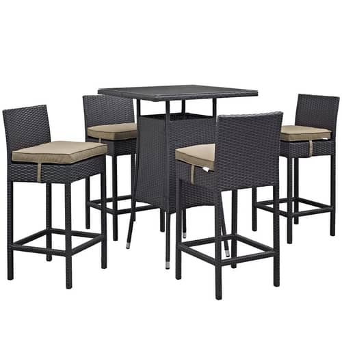 Barcelona 4+1 Bar Chair Set Furniture Wicker Waving  with Cushions