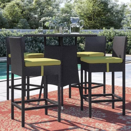 Orleans 4+1 Bar Chair Set I Furniture Wicker Waving  with Cushions