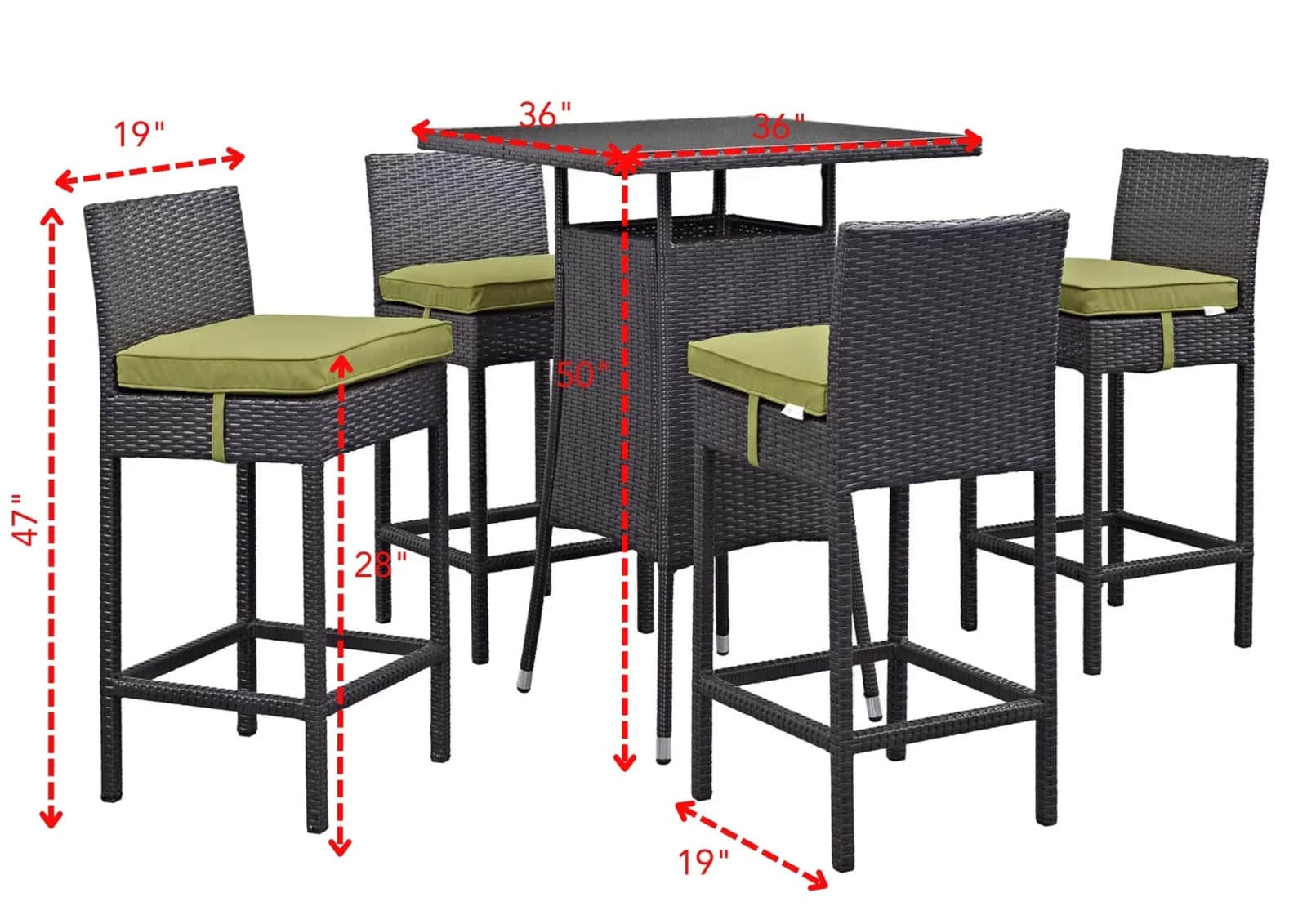 Orleans 4+1 Bar Chair Set I Furniture Wicker Waving  with Cushions - top_view