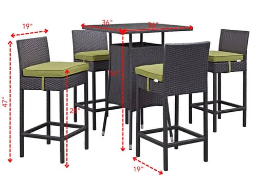 Orleans 4+1 Bar Chair Set I Furniture Wicker Waving  with Cushions