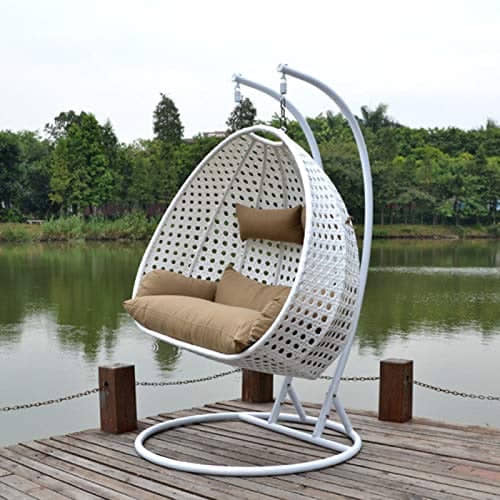 2 Seater Swing Chair for Garden with Cushion and Stand