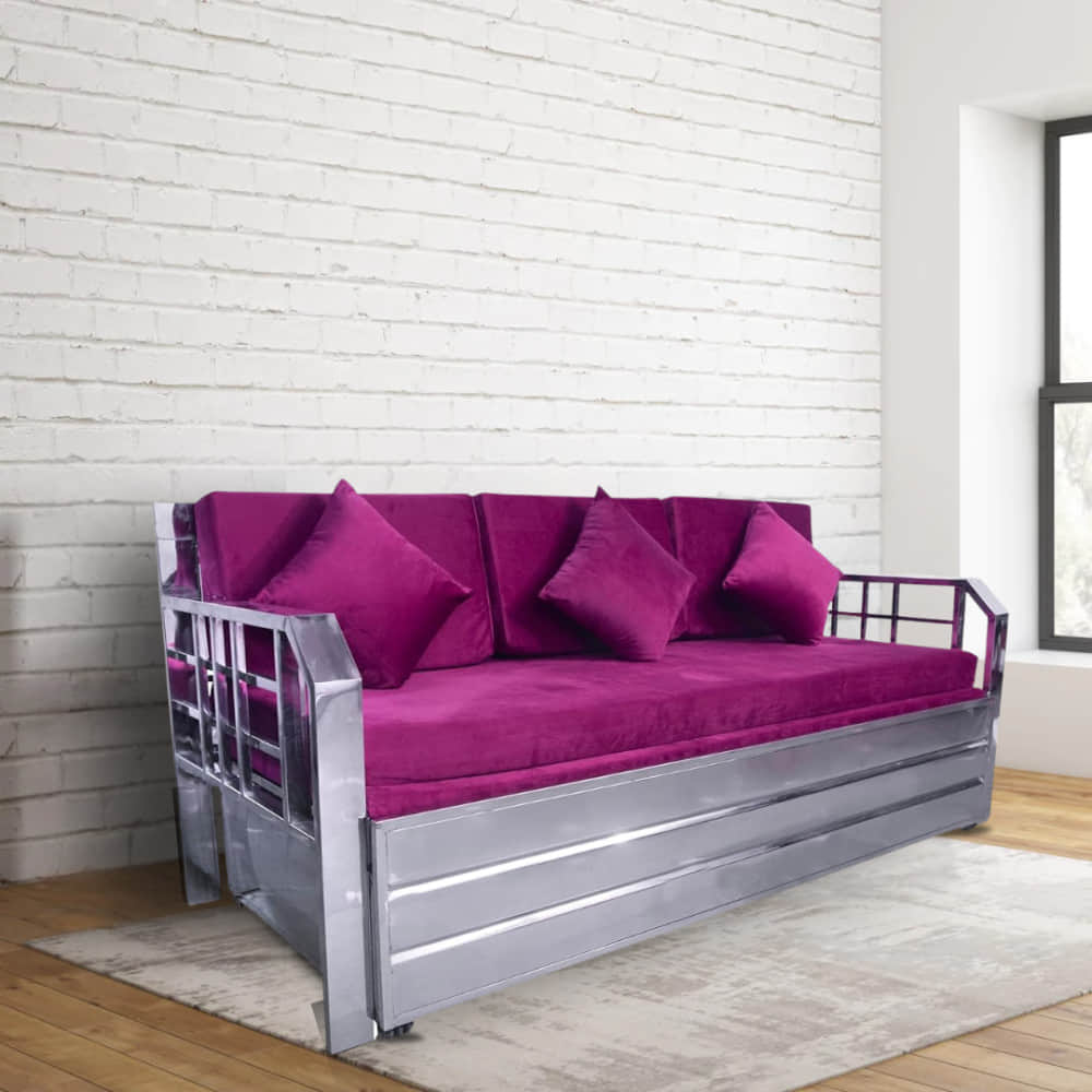 Steel Sofa Cum Bed with Hydraulic Storage - photo