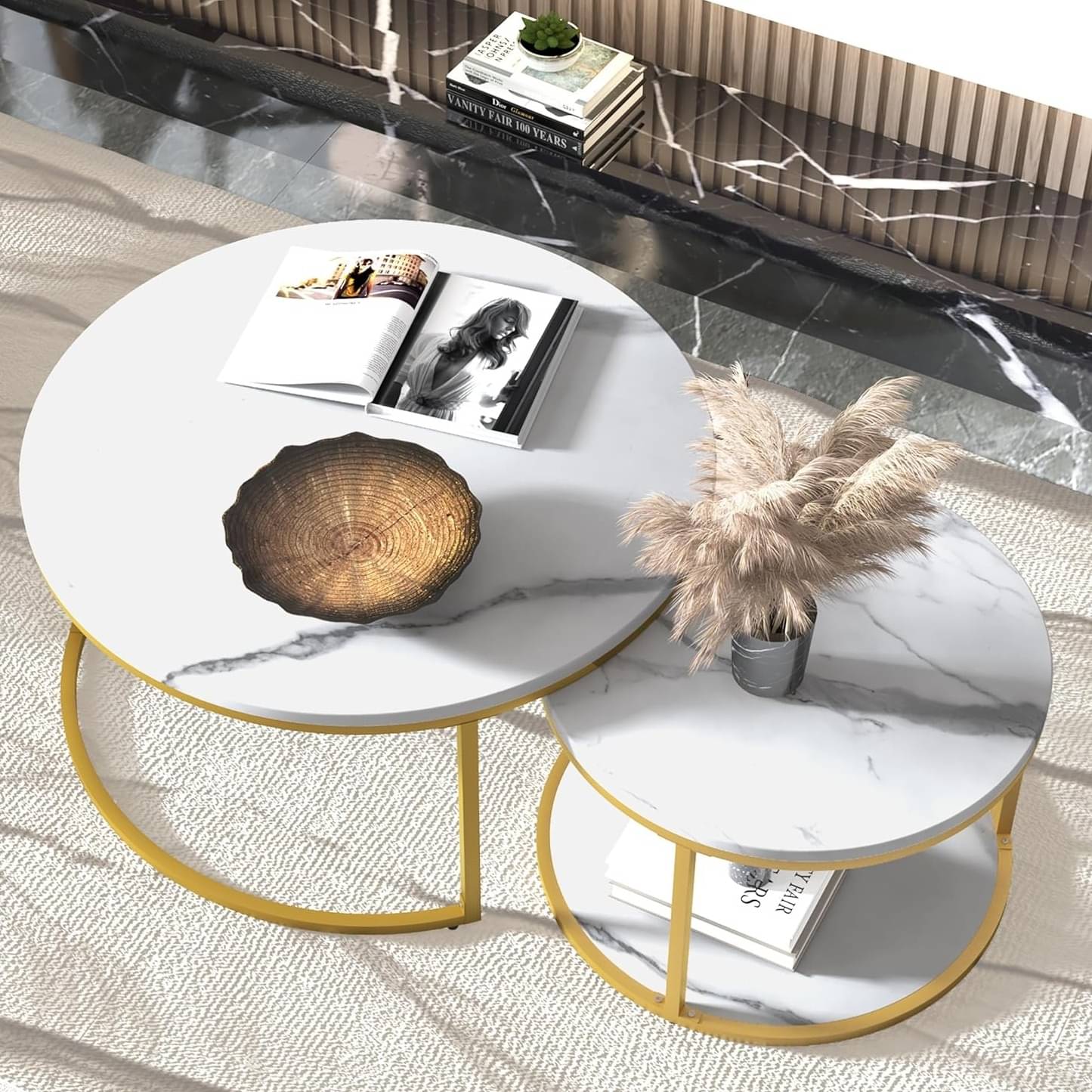 Coffee Tables in marble Finish ( Set of 2 )