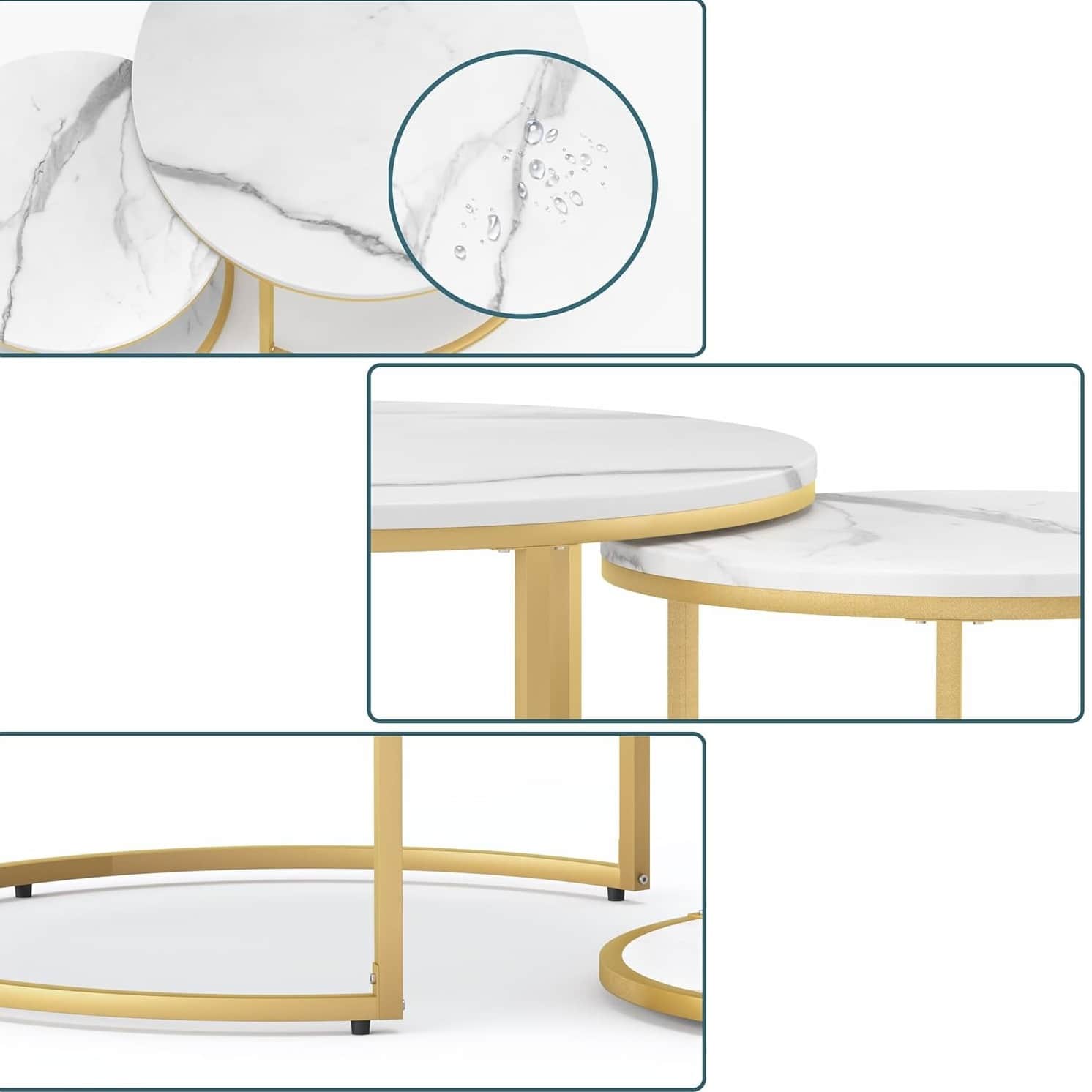 Coffee Tables in marble Finish ( Set of 2 ) - rear_view
