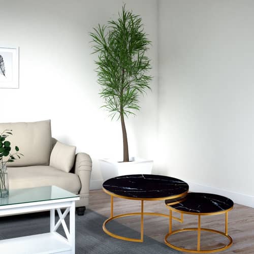Coffee Table in Marble Finish (Set of 2)