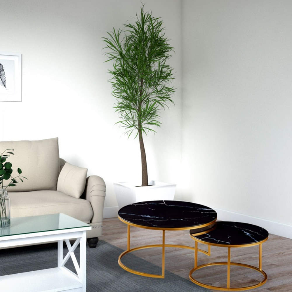 Coffee Table in Marble Finish (Set of 2) - photo