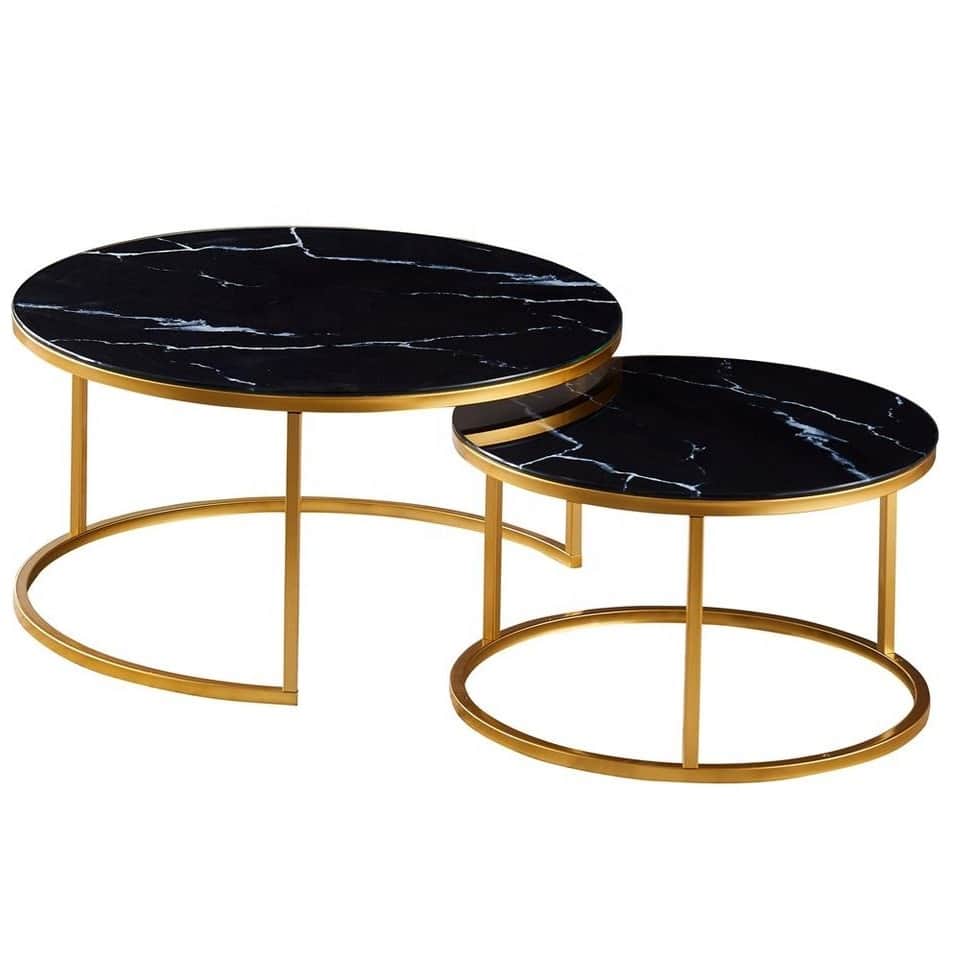 Coffee Table in Marble Finish (Set of 2) - top_view