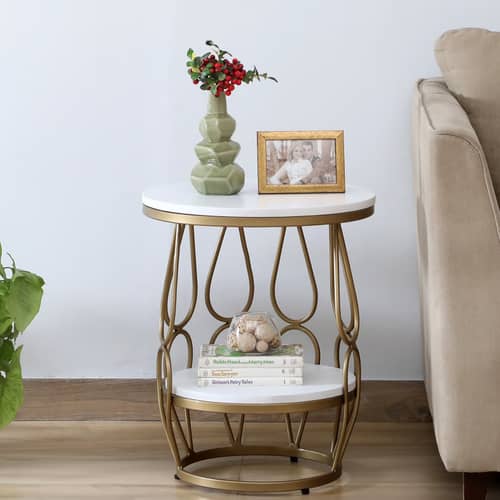 Ally Metal End Table In Gold Finish