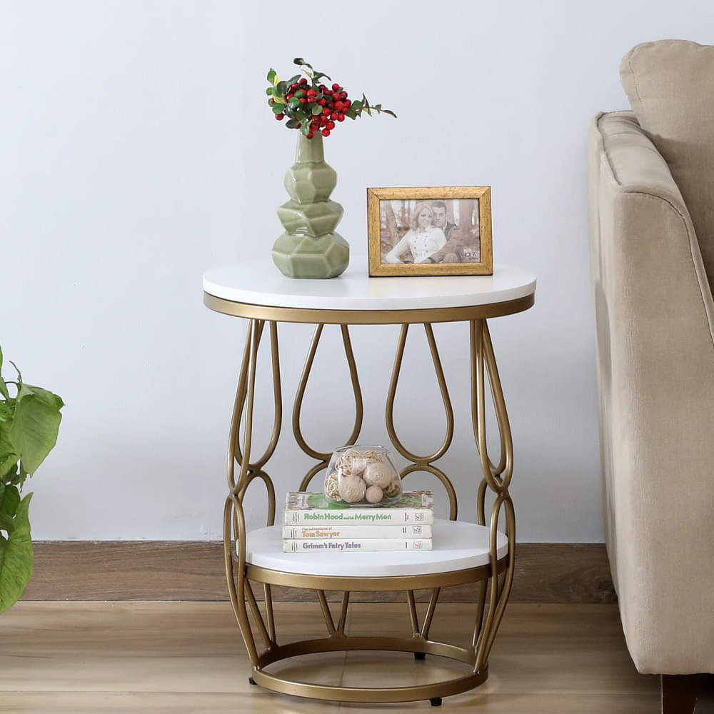 Ally Metal End Table In Gold Finish - photo