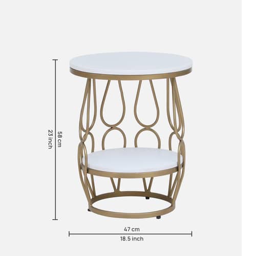 Ally Metal End Table In Gold Finish