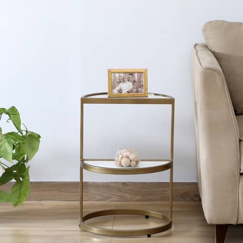 Insignia Metal End Table In Gold Finish