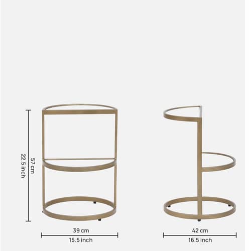 Insignia Metal End Table In Gold Finish