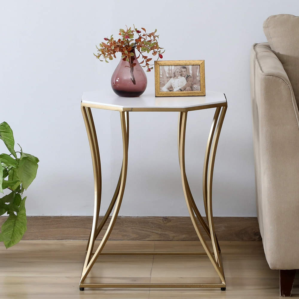 Pokhara Metal End Table In Gold Finish - photo