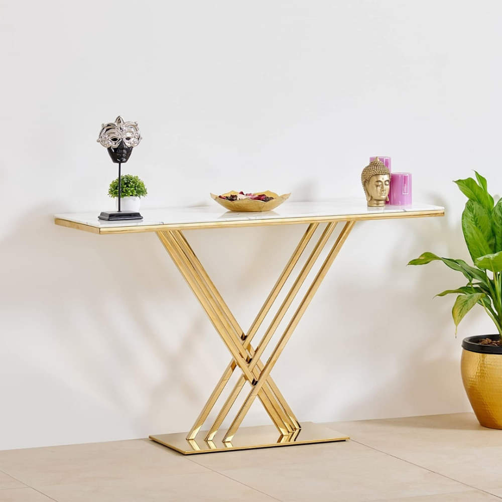 Kerby Tempered Glass Top Console Table - photo
