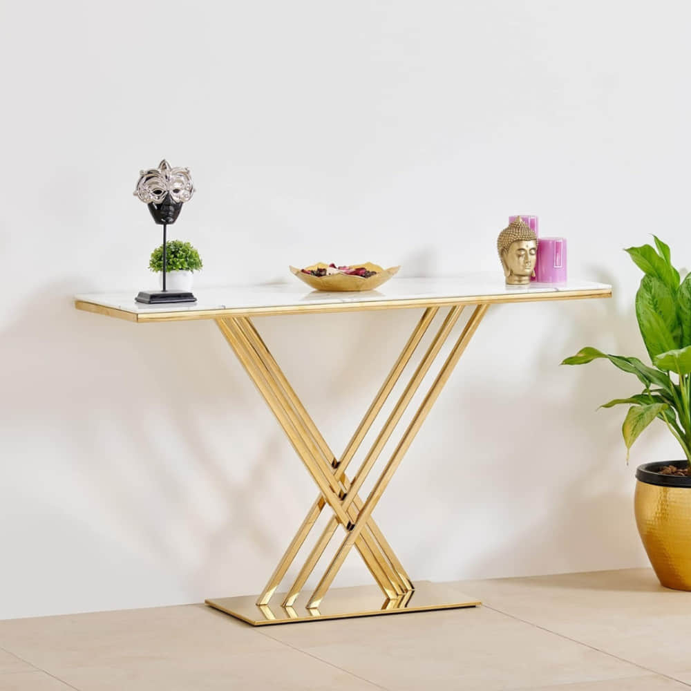 Kerby Tempered Glass Top Console Table - photo
